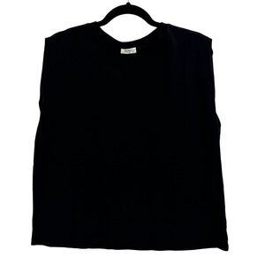 dylan Boxy Sleeveless Tee Shirt Small Black Cotton Basic Closet Staple NWOT